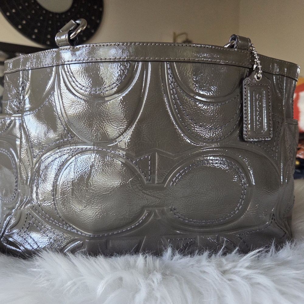Coach Patent Leather Shoulder Bag in Gray